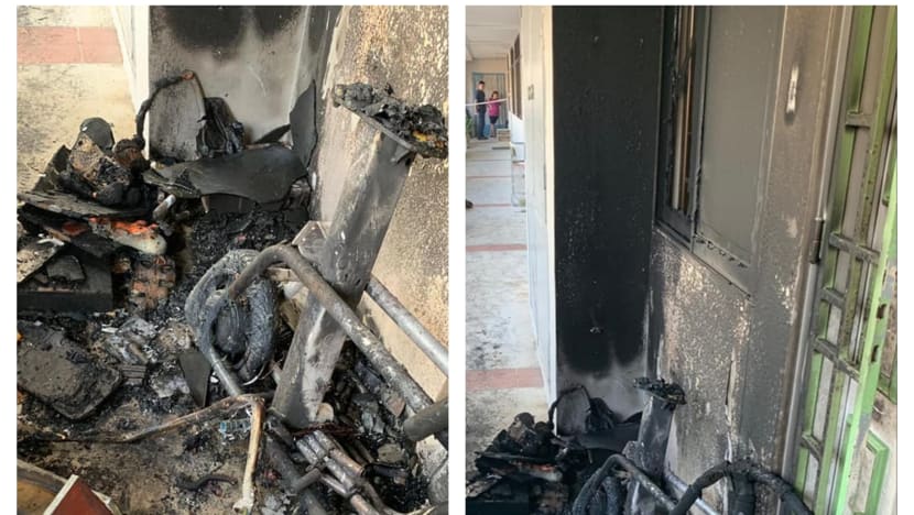 PMD-related fire breaks out along HDB flat corridor in Hougang