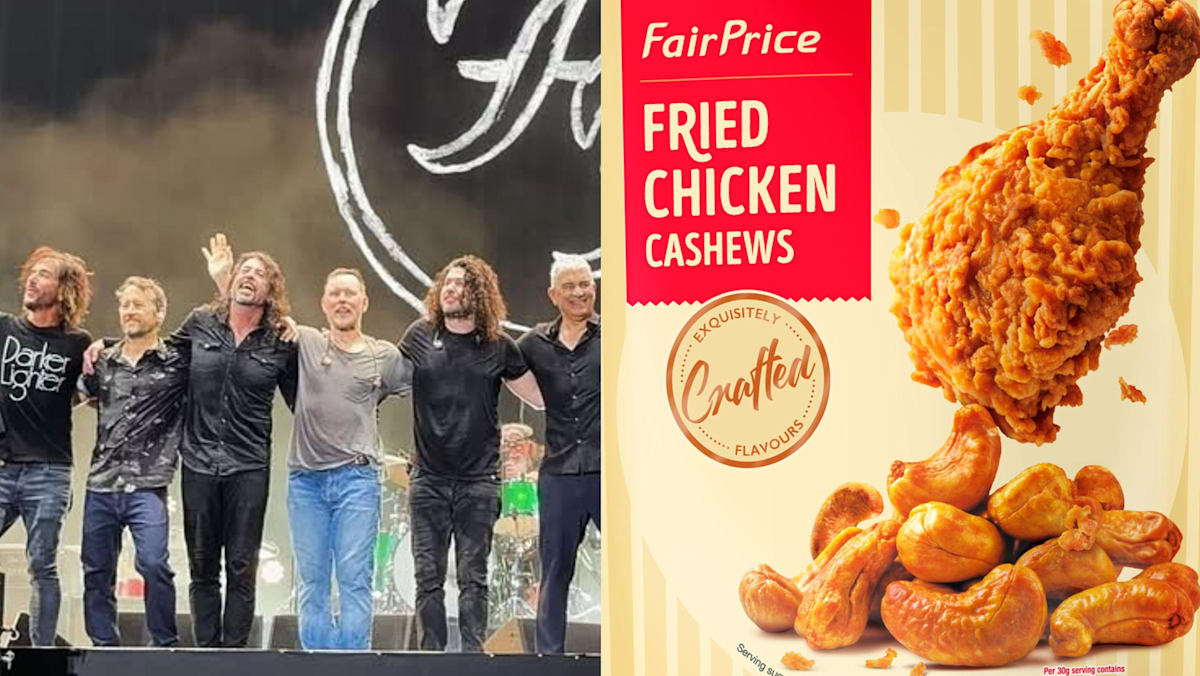 Rock band Foo Fighters revealed their love for FairPrice’s fried chicken cashew nuts during F1 concert