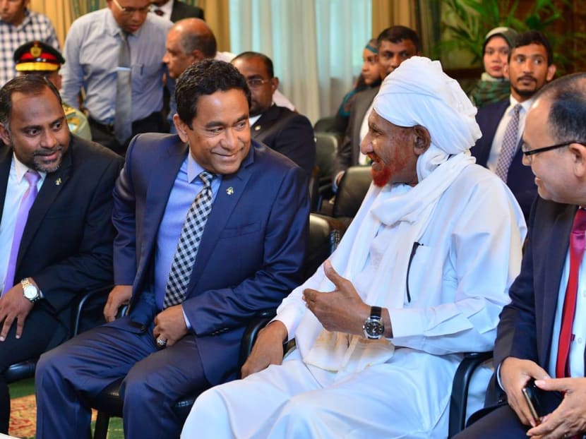 If critics of President Abdulla Yameen (second from left) accuse him of playing the Chinese card, his supporters might also level the same charge against his opponents for seeking Indian support.