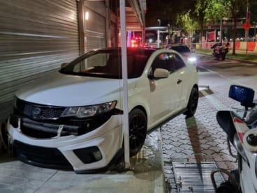 The scene of the crash along Punggol Central.