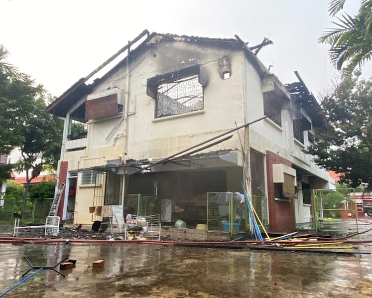 House catches fire, some 30 people evacuated from estate off Mountbatten Road