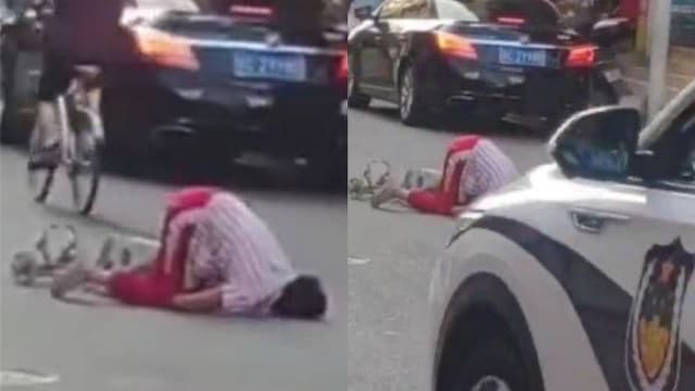 中国老妇中暑倒地 警车路过没停惹议