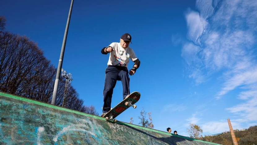 Octogenarian skateboarder shreds concrete in Spain's Bilbao