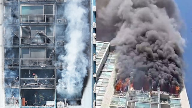 韩国公寓大火 造成两死五伤