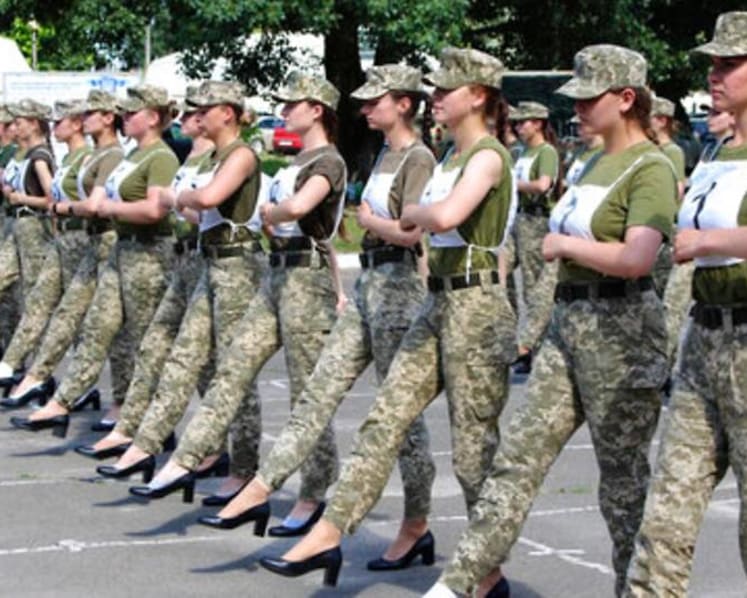 Ukraine criticised for making female cadets parade in heels