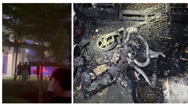 组屋起火一家三口惊险逃生 邻居：父跳窗母抛女儿下楼 被父接住