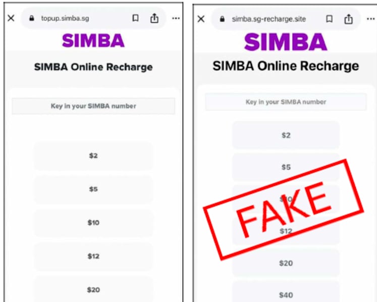 Fake SIMBA websites used in phishing scams; at least 62 cases since March