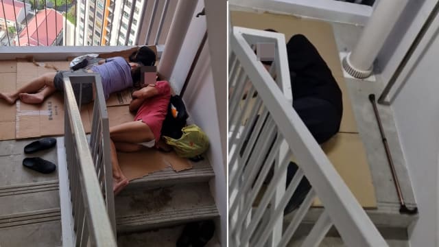 老翁仅穿内裤和阿嫂露宿组屋楼梯间  居民：造成很大困扰