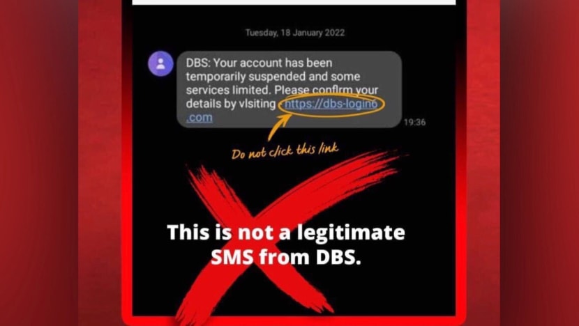 DBS warns against phishing scams after SMS impersonating the bank surfaces