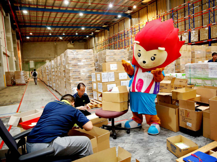 Nila, the 28th SEA Games mascot, at the official opening of SINGSOC Logistics Centre at CWT Logistics Hub1. TODAY file photo