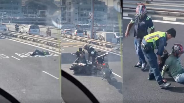 大士关卡发生车祸 女辅警男骑士双双送院