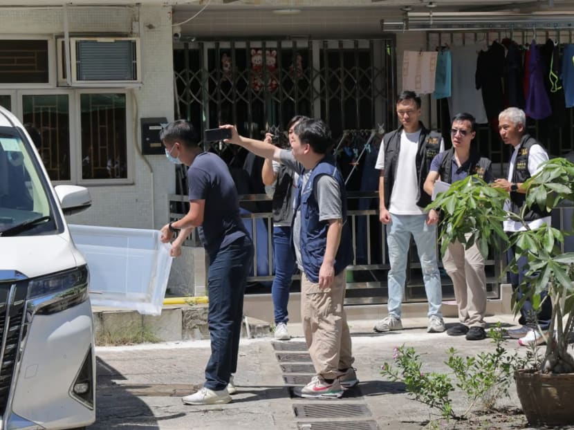 Hong Kong police gather evidence at a New Territories village house where the dismembered remains of model Abby Choi were discovered. Hong Kong police gather evidence at a New Territories village house where the dismembered remains of model Abby Choi were discovered.