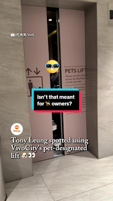 Wasn’t there another lift in the shopping mall that the 63-year-old superstar and his entourage could have taken? #8dayssg #8dayssgasianent #tonyleung #vivocity #petlift 