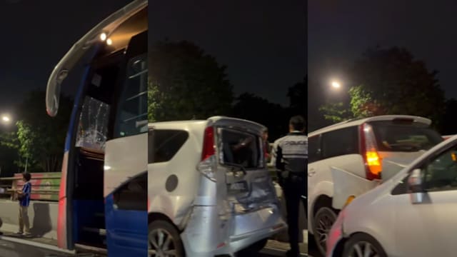 SLE连环撞车祸 一人受轻伤巴士司机助查