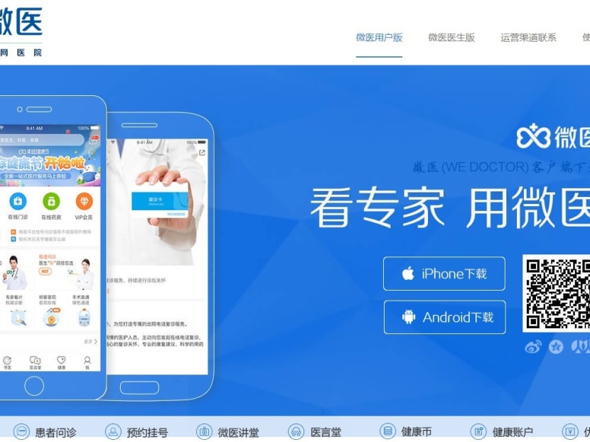 A screenshot of the WeDoctor app, one of several internet health care start-ups that has sprouted over the past few years with an eye to tapping the under-served and ageing population in remote parts of China.
