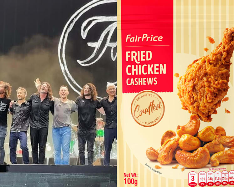 Rock band Foo Fighters revealed their love for FairPrice's fried chicken cashew nuts during F1 concert
