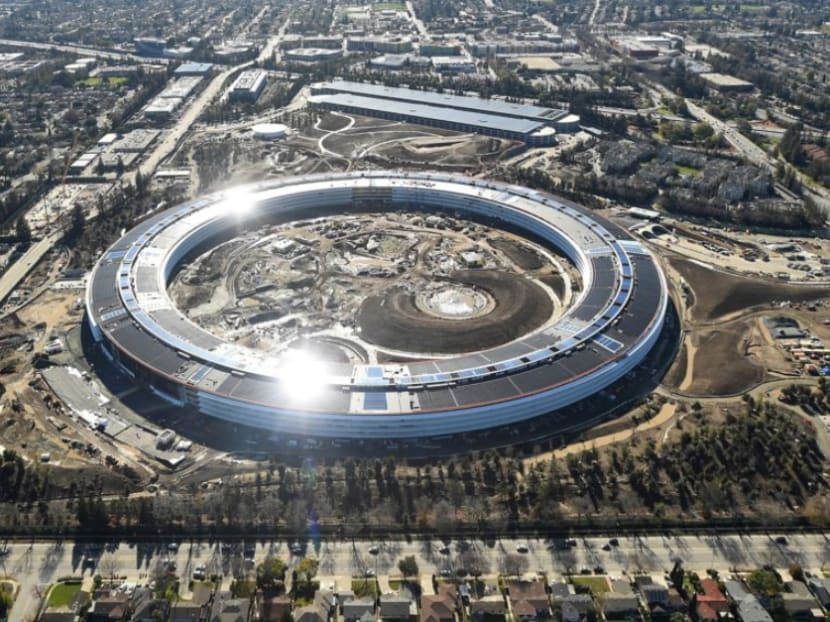 The Apple Park seen under construction in Cupertino, California in this aerial photo taken on Jan 13, 2017. Photo: Reuters