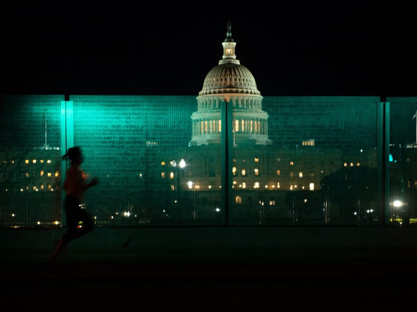 A view of a security fence at the base of Capitol Hill during heightened security concerns over possible protests or violence on March 3, 2021, in Washington, DC.