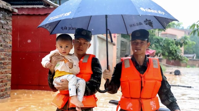 中国广东省多地连日强降雨引发自然灾害 清远英德市灾情严峻