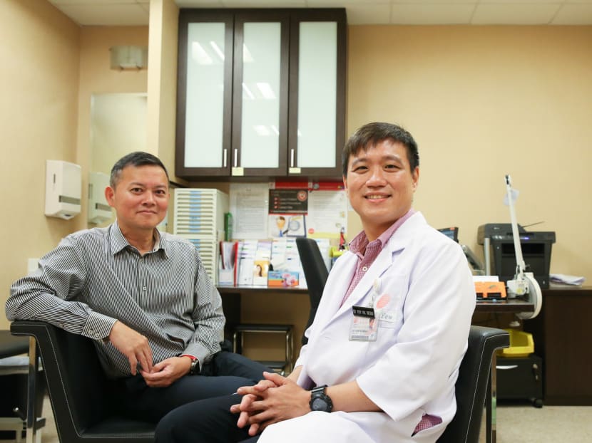 Portrait of (left) National Skin Centre Adjunct Professor Steven Thng and Dr Yew Yik Weng, taken at National Skin Centre on August 20, 2018. Portrait of (left) National Skin Centre Adjunct Professor Steven Thng and Dr Yew Yik Weng, taken at National Skin Centre on August 20, 2018.