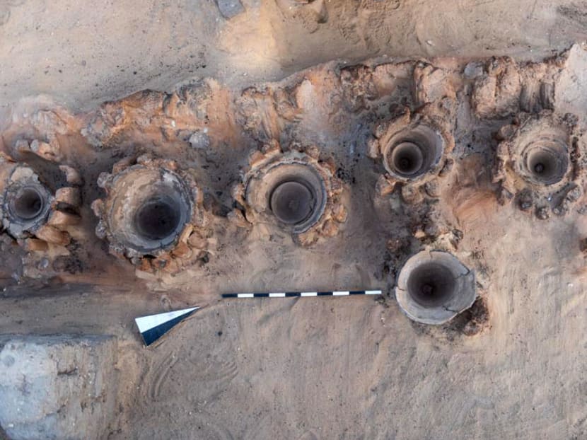 The remains of a row of vats used for beer fermentation, in a complex which may be the world's "oldest" high-production brewery, uncovered in the Abydos archaeological site near Egypt's southern city of Sohag. The remains of a row of vats used for beer fermentation, in a complex which may be the world's "oldest" high-production brewery, uncovered in the Abydos archaeological site near Egypt's southern city of Sohag.