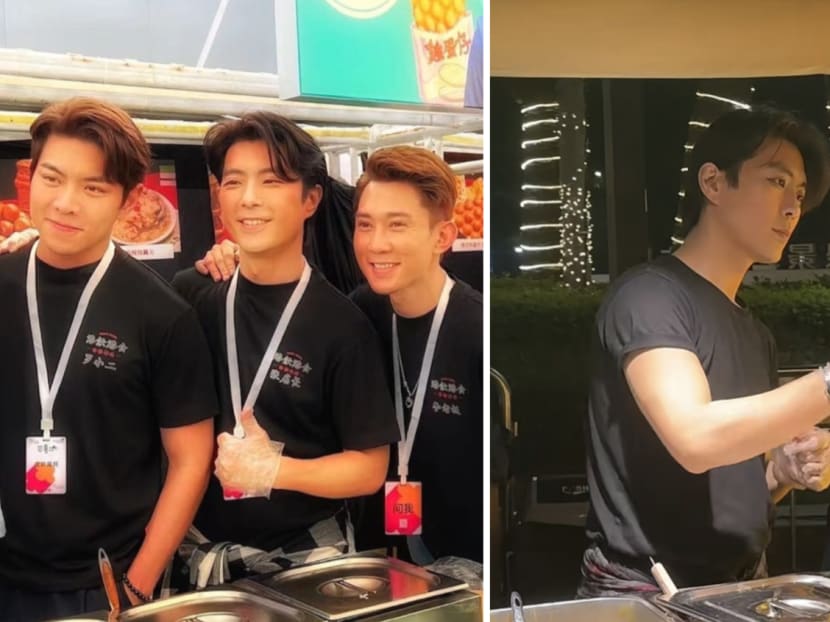 TVB actor Stanley Cheung spotted selling street food in Shenzhen with colleagues Joey Law and Kelvin Lee