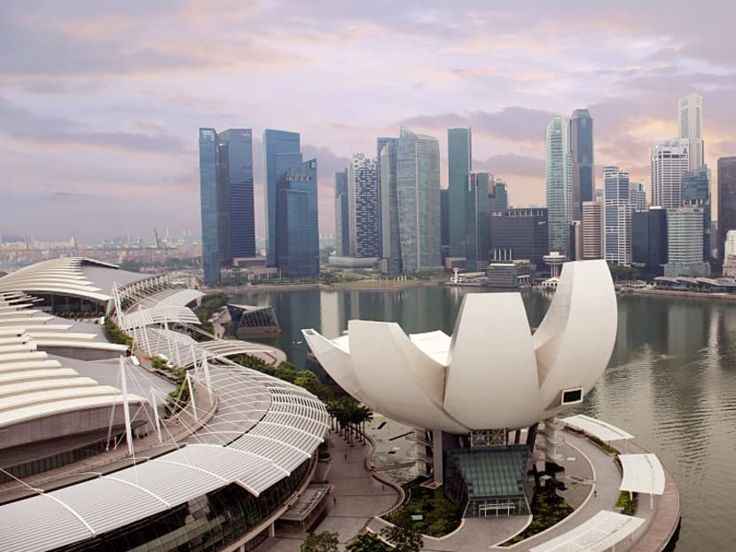 A birds eye view of the Marina Bay skyline in Singapore. Photo: Skyshot