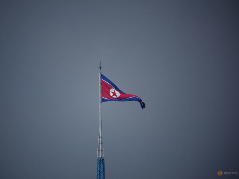 A North Korean flag flutters at the propaganda village of Gijungdong in North Korea, in this picture taken near the truce village of Panmunjom inside the demilitarized zone (DMZ) separating the two Koreas, South Korea, on July 19, 2022.