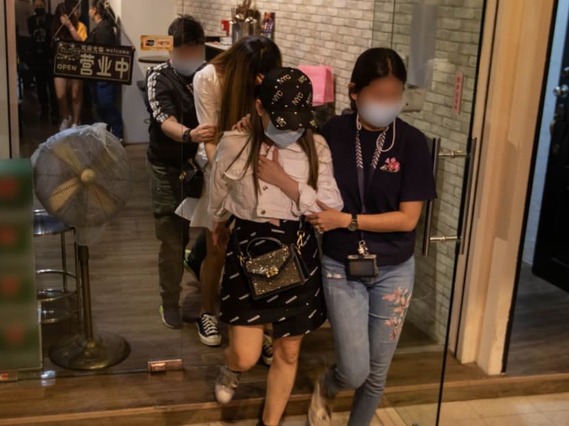 A photograph provided by the police of the raids on three entertainment venues on Nov 11, 2020.