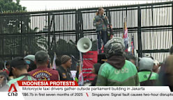 Indonesian drivers gather outside parliament to demand stronger protection for gig workers
