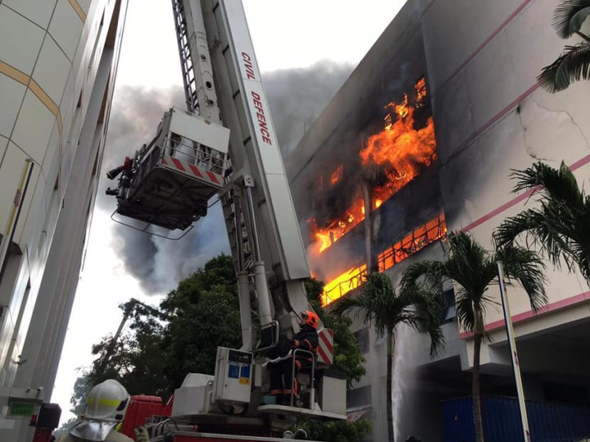 Huge fire breaks out at CK Building in Tampines