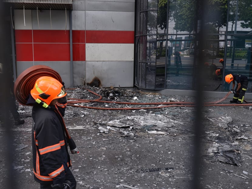 The scene after a 2017 fire at a building in Toh Guan Road where cladding was installed that had not met fire-safety standards.
The scene after a 2017 fire at a building in Toh Guan Road where cladding was installed that had not met fire-safety standards.