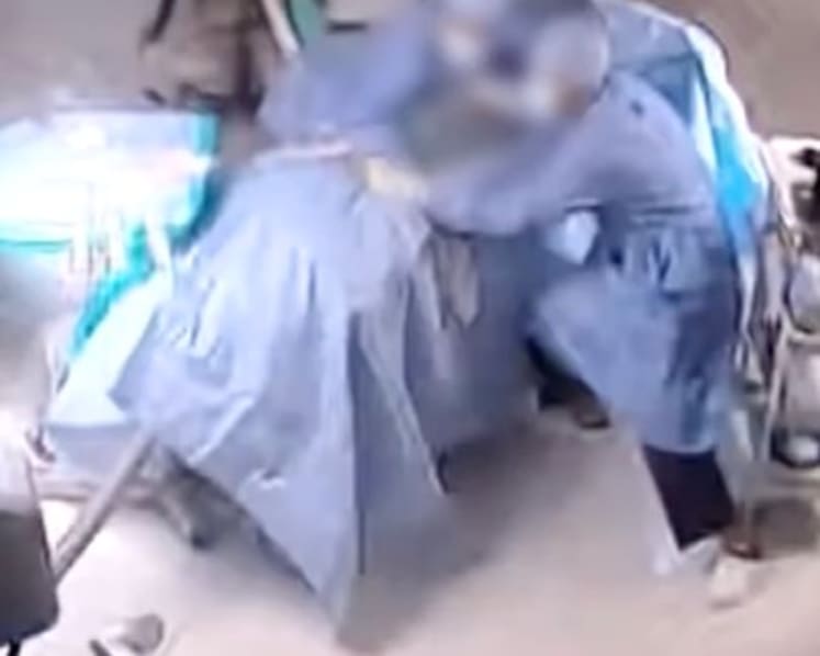 CCTV footage shows moment Japan quake hits operating room