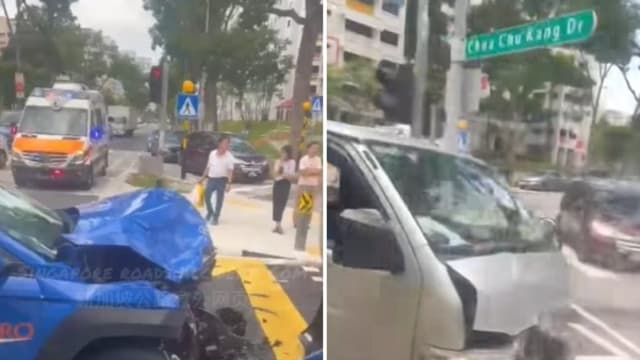 蔡厝港德士货车相撞 三人送院 