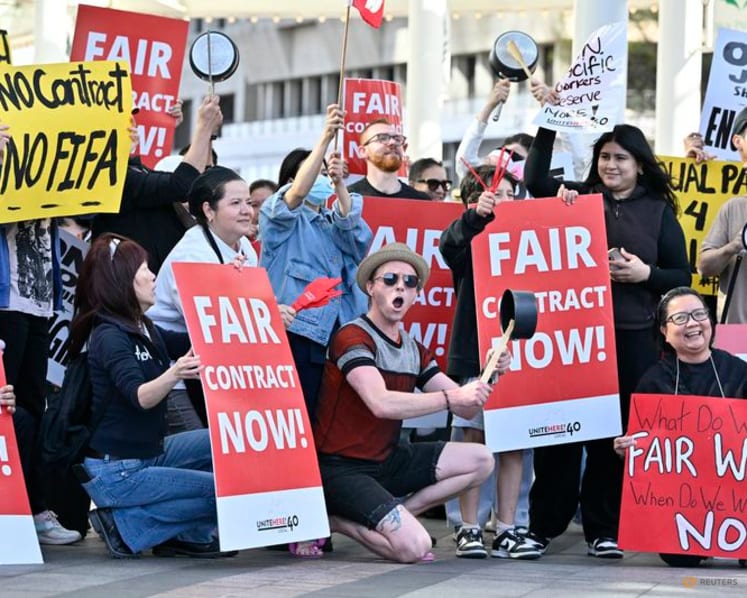 Advocates for homeless, hotel workers rally outside FIFA Congress in Vancouver