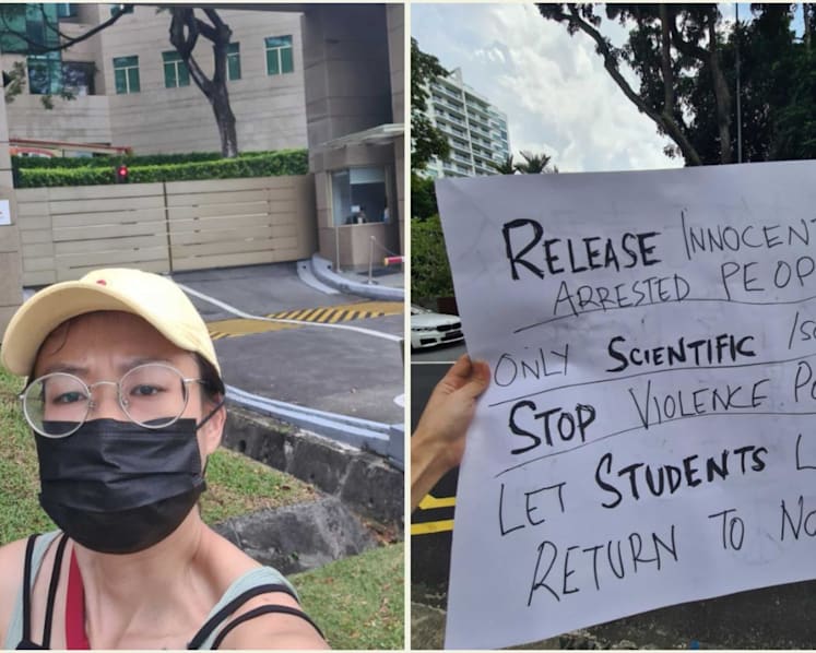 Police investigate woman who staged solo protest in front of Chinese embassy in Singapore