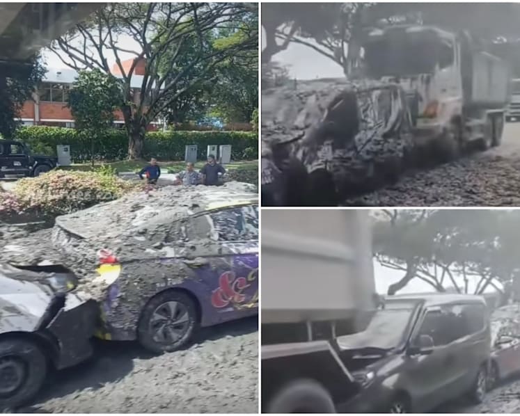 1 person taken to hospital after 5-vehicle chain collision on AYE, with cement spilt