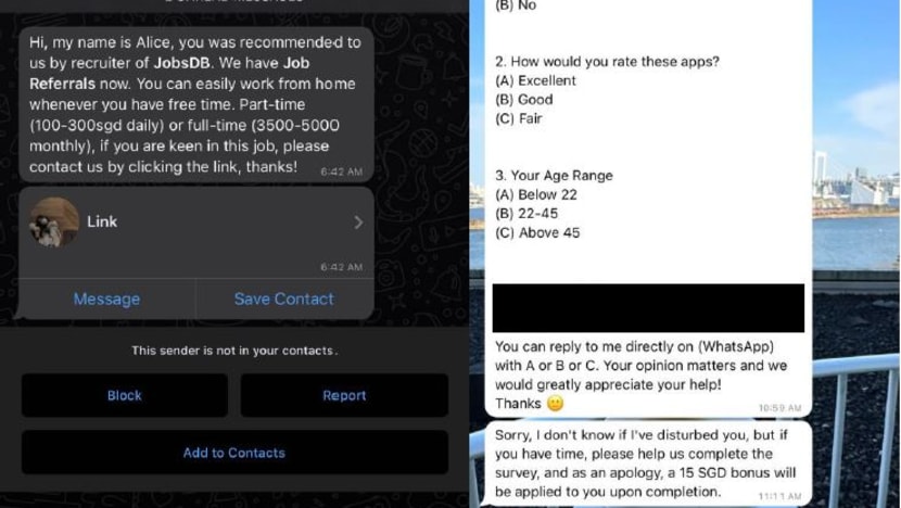 Police warn of fake online job scam variant; S$20m in losses by some 1,400 victims since May