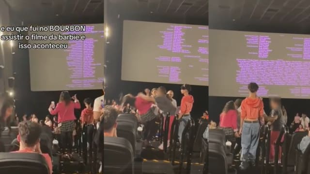 孩子电影院内用手机看视频 巴西两女大打出手 