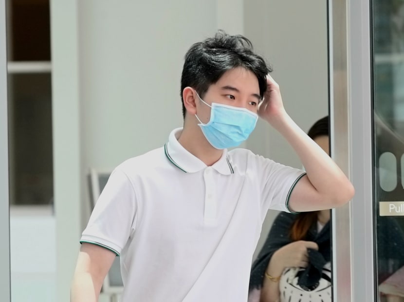 Ng Jia Sheng (pictured) threw a metal mug containing some water at his family's domestic worker and it struck her on the face under her left eye.