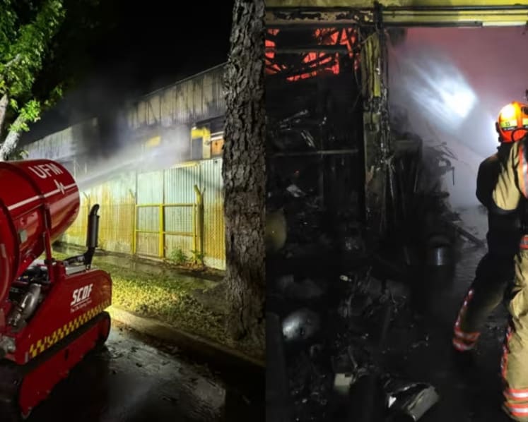 Firefighter and another person taken to hospital after Defu Lane fire; second industrial blaze in a night