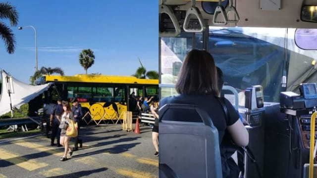 跨境巴士刹车器失灵 关卡附近撞路边帐篷