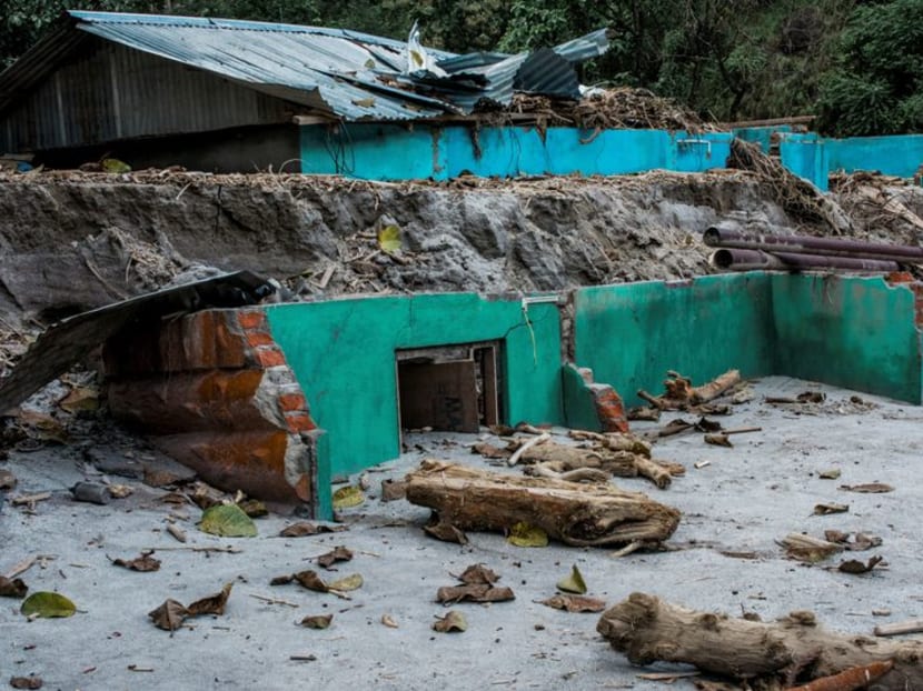 A view of an area affected by floods in Teesta Bazaar, Kalimpong District, West Bengal, India on Oct 7, 2023.