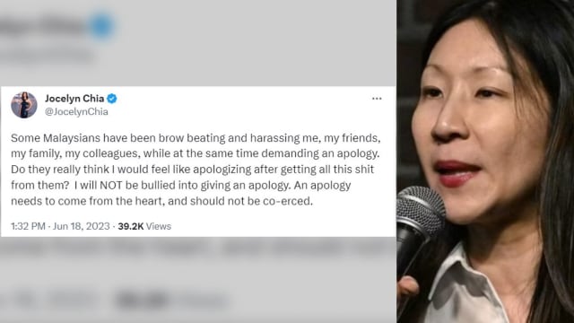 Jocelyn Chia坚持不道歉 反轰马国网友骚扰亲友