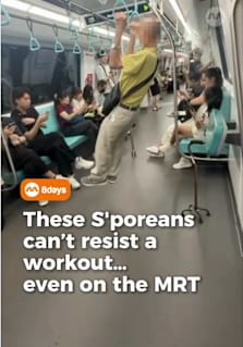Singaporeans really give no excuses 🫡 Even MRT rides become workout time in our health-conscious nation 💪 Videos circulating online show people doing pull-ups, push-ups and other exercises on MRT trains, turning their daily commute into an unexpected workout session. While some netizens found the clips amusing and proof that Singaporeans are serious about staying fit, others questioned whether exercising on public transport could be unsafe or disruptive to fellow passengers. The clips have also reminded some of past fitness campaigns in Singapore, including public workout challenges held at MRT stations, showing just how strong the country’s fitness culture has become 🇸🇬 #8dayssg #8dayssgtrending #sgtiktok #MRT #Fitness