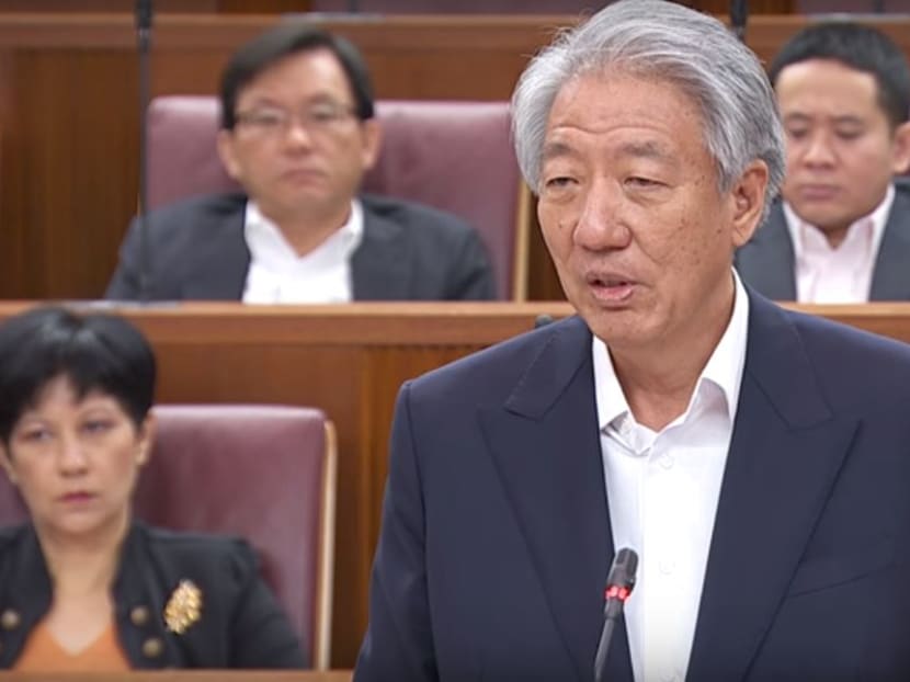 Deputy Prime Minister Teo Chee Hean speaking at the Parliamentary debate. Photo: Parliament telecast screencap