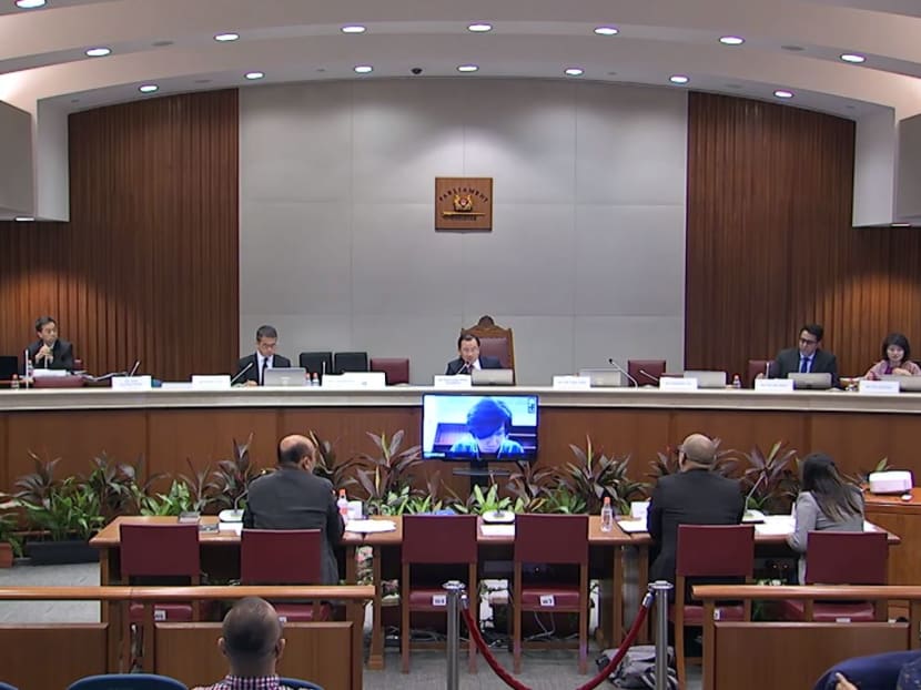 Maruah's Ngiam Shih Tung, Terry Xu and Howard Lee of The Online Citizen and freelance journalist Kirsten Han attend the hearing on Deliberate Online Falsehood. Photo: Gov.Sg