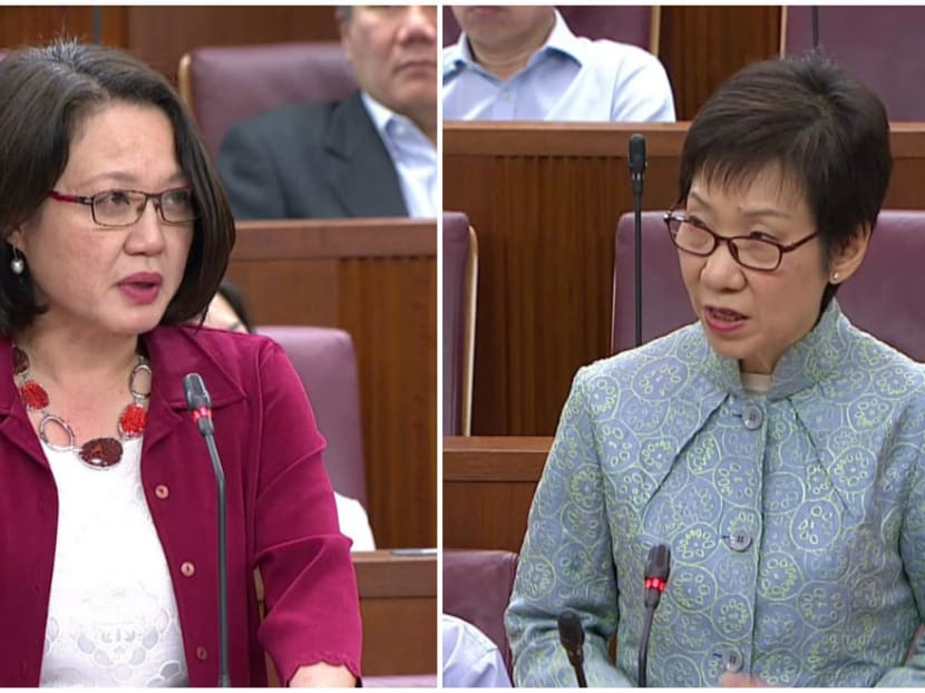 Aljunied GRC Member of Parliament Sylvia Lim (left), in response to Leader of the House Grace Fu, says she did not accuse the Government of being untruthful. Photo: Screencap from Parliament Aljunied GRC Member of Parliament Sylvia Lim (left), in response to Leader of the House Grace Fu, says she did not accuse the Government of being untruthful. Photo: Screencap from Parliament
