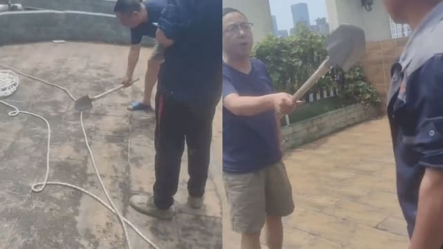 重庆男子不满工人高空作业 竟割断安全绳