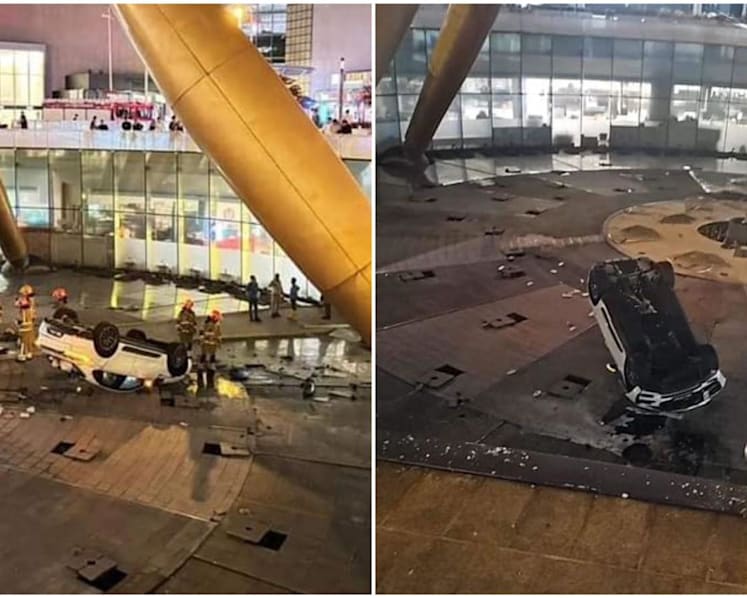 Man investigated for dangerous driving after car crashes into Suntec City's Fountain of Wealth